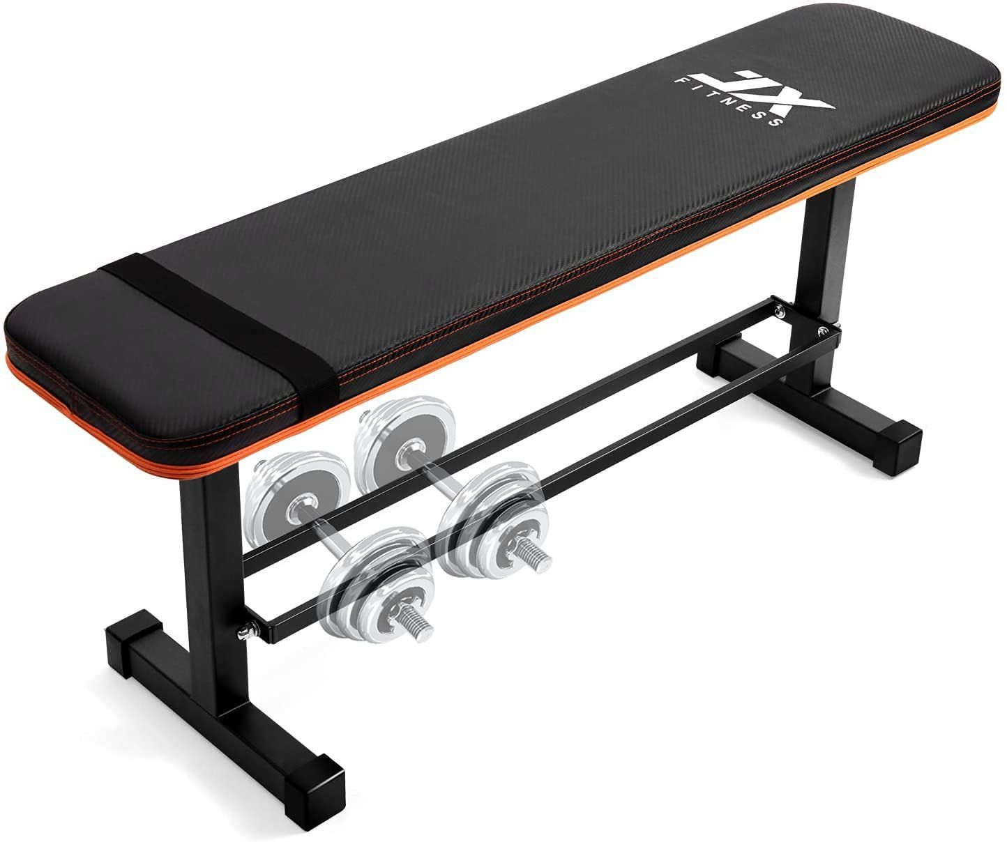 FITNESS 多機能フラットウェイトベンチ JX トレーニングベンチ シットアップベンチ ダンベル プレス用 腹筋 背筋 収納ラック付き多用途の 筋トレベンチ