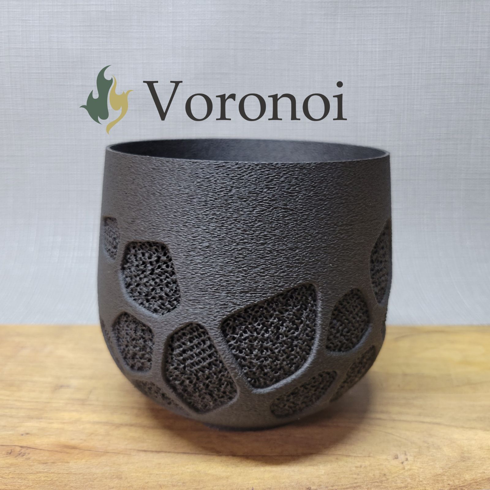 Voronoi【4号Black】3Dプリンター製植木鉢 高機能でカッコイイ