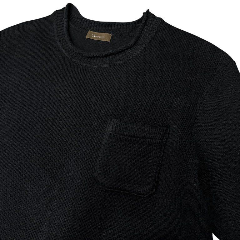 ワイズフォーメン コットンニット 生成 サマーニット 90s ヨウジヤマモト Y's for men クルーネックポケットデザインコットンニット