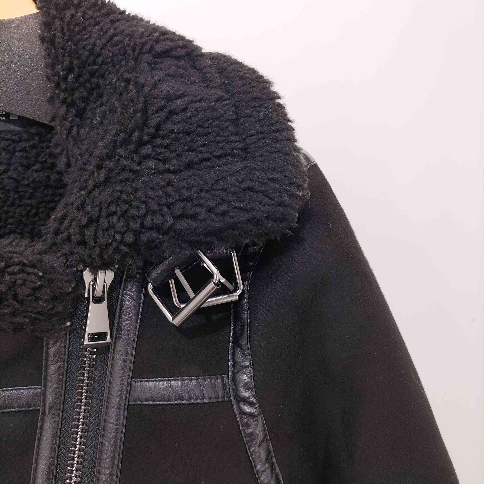 ⭐美品⭐ZARA ザラ ムートン ボア　ダブルライダースジャケットブラック M 美品】ZARA ムートンジャケットSサイズ