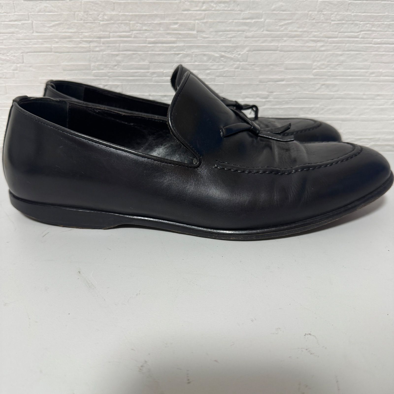 GUCCI タッセルローファー メンズ 41.5E 26.5cm相当 ブラック レザー