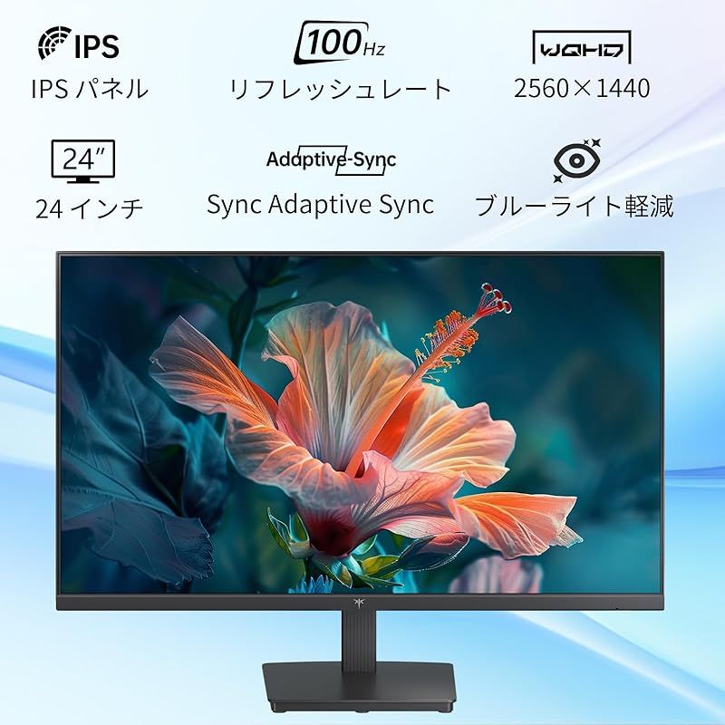 KTC 24インチ モニター WQHD 2560×1440 100Hz IPSパネル ブルーライト軽減 FreeSync - G-Sync サポート オフィス＆カジュアルゲーミング対応 122%sRGB 高色域対応 PCモニター H24T27