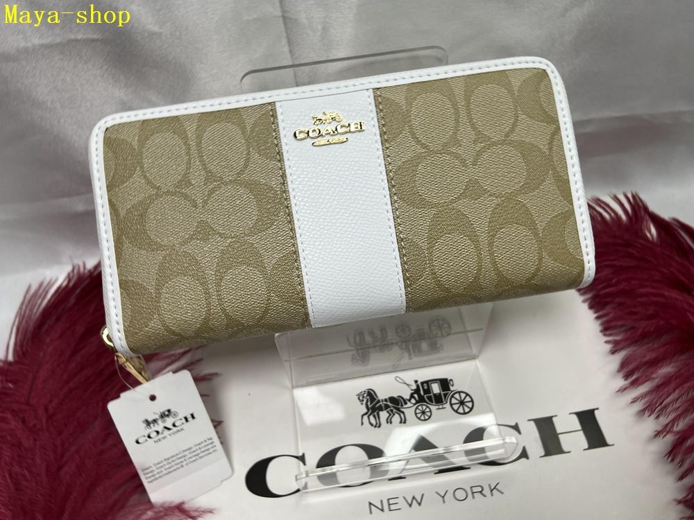 コーチ COACH 長財布 財布 シグネチャー ストライプ レザー アコーディオン ジップ ラグジュアリー プレゼント 父の日母の日  ギフト 贈り物 長財布 レディース ファッション 新品未使用  C307 F52859 4G6QD