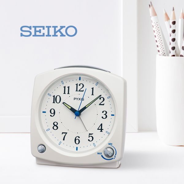 セイコークロック(Seiko Clock) 目覚まし時計 置き時計 アナログ メロディ 白パール PYXIS ピクシス 押し付けがましく 125×