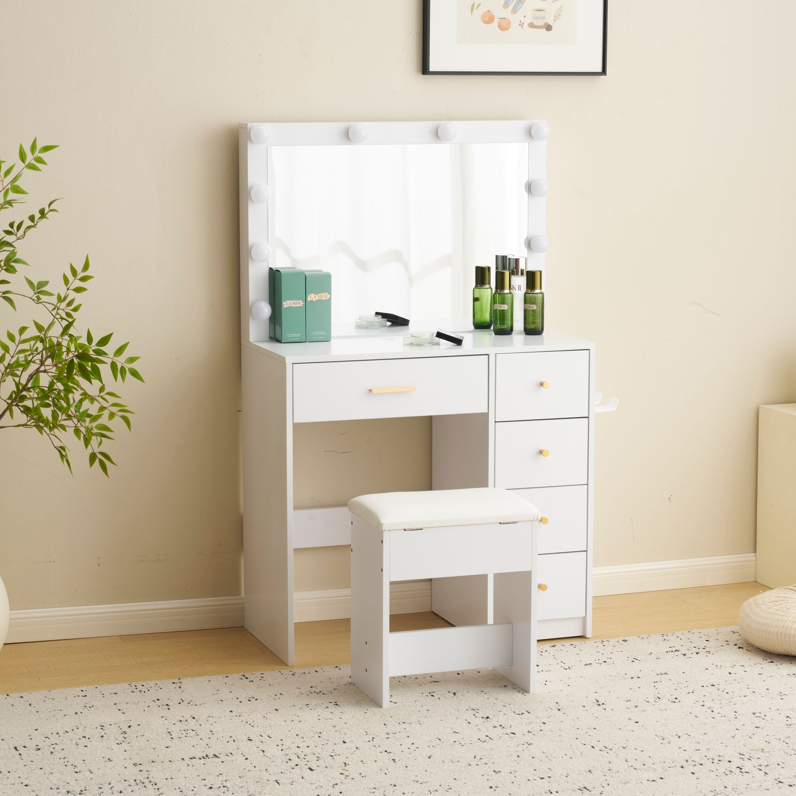 ロココ調 化粧鏡 メイクアップミラー 猫脚 家具 お姫様 ローラ