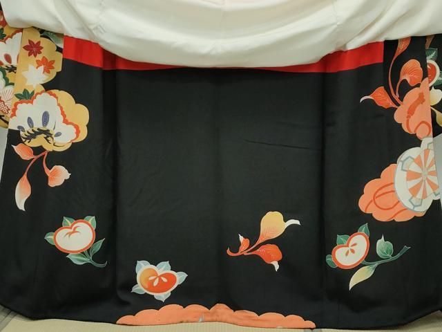 平和屋本店□極上 アンティーク 大正ロマン 振袖 御所車貝桶吉祥花文