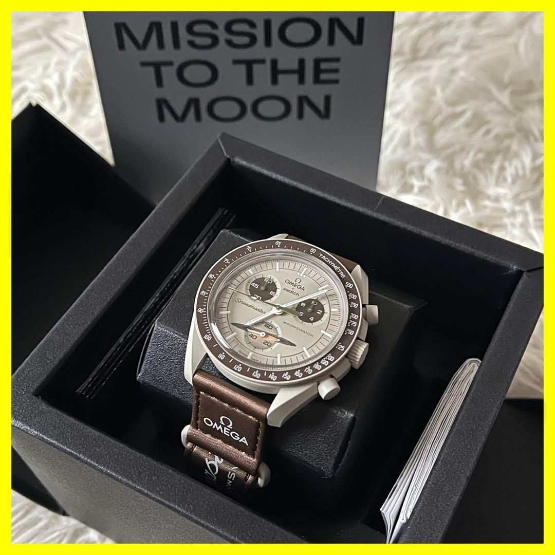 OMEGA × swatch 腕時計 スピードマスター スウォッチミッション トゥサターン クォーツ グレー文字盤 クロノグラフ 保存箱 保証書