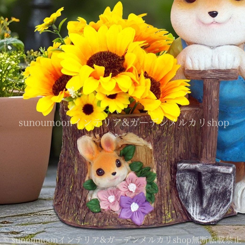 インテリア 鉢植え ラビット ガーデンオーナメント アニマル お洒落 可愛い ガーデン 樹脂 植木鉢 小動物 かわいい ガーデン雑貨 ガーデニング 雑貨 ガーデンオブジェ 庭の装飾 プランター おしゃれ ガーデンインテリア うさぎ 8-14 YUZUMIYA_COM