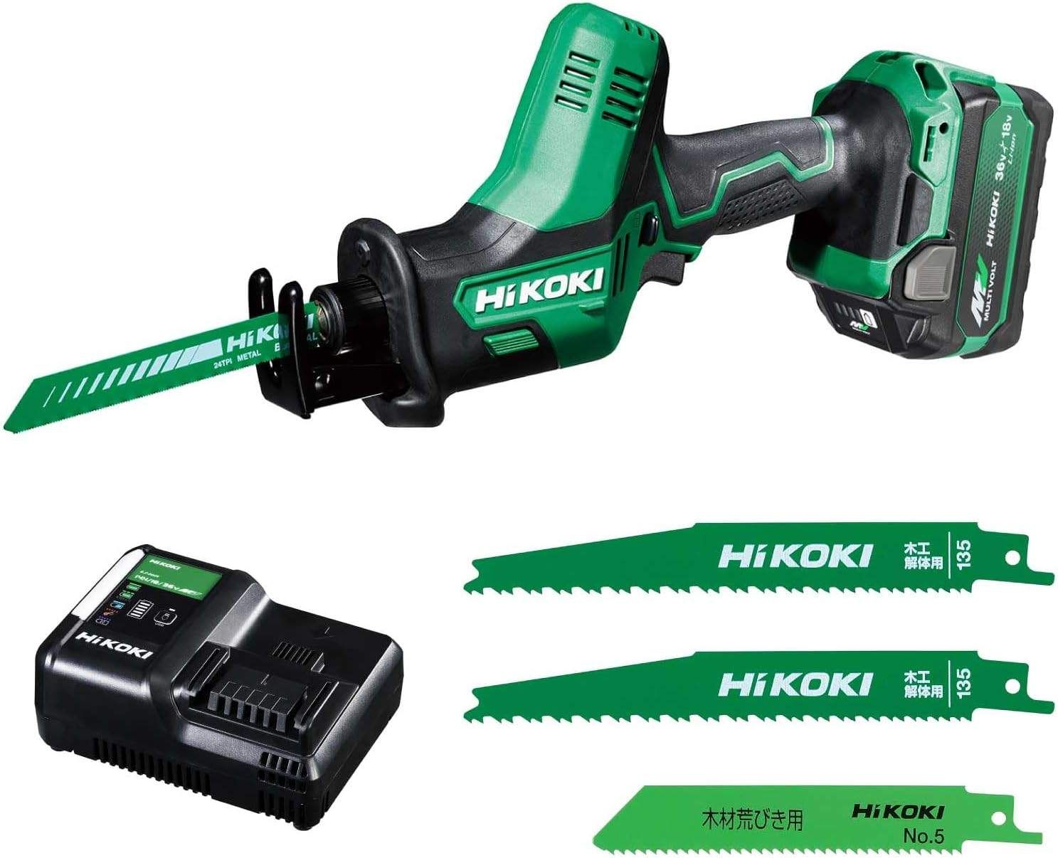 HiKOKI ハイコーキ 18V セーバソー CR18DA 充電式 レシプロソー 新型蓄電池1個 充電器 ケース付 CR18DA XPZ セーバソー