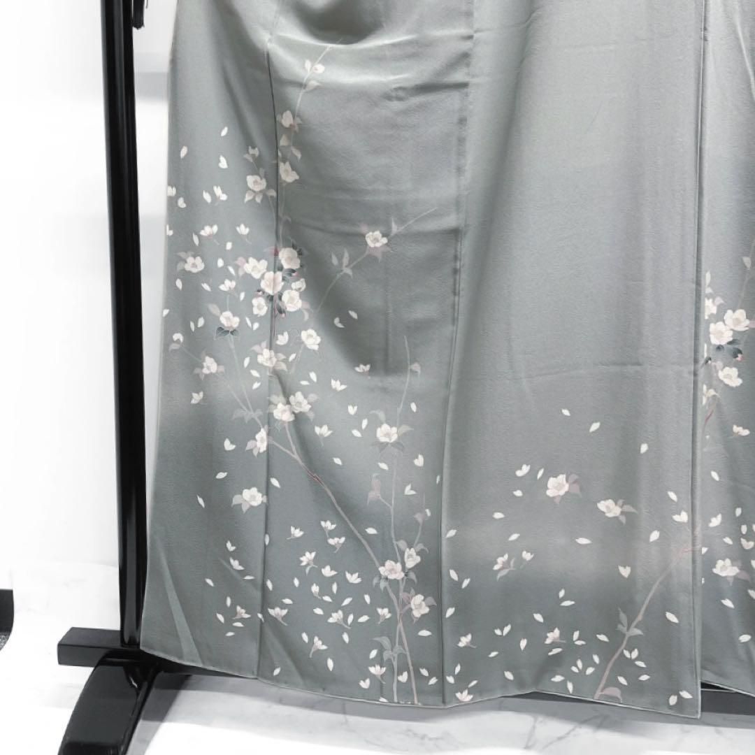 専用ページ加賀友禅 付け下げ 正絹 作家物 上品な花 着物 紋なし U-4866 作家もの 訪問着 京加賀友禅 椿 花模様 リーフ 紋無し 着物 071a