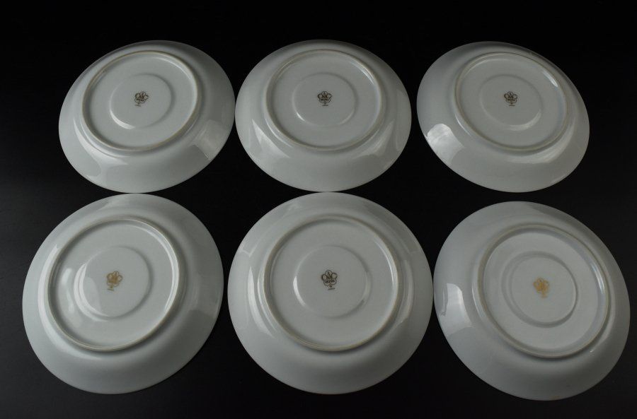 蔵A2826a 大倉陶園 ティーカップ＆ソーサー 金縁 ライラックにライムグリーン ６客 WWW_IMPECCABLEHEALTHCARESERVICES_COM