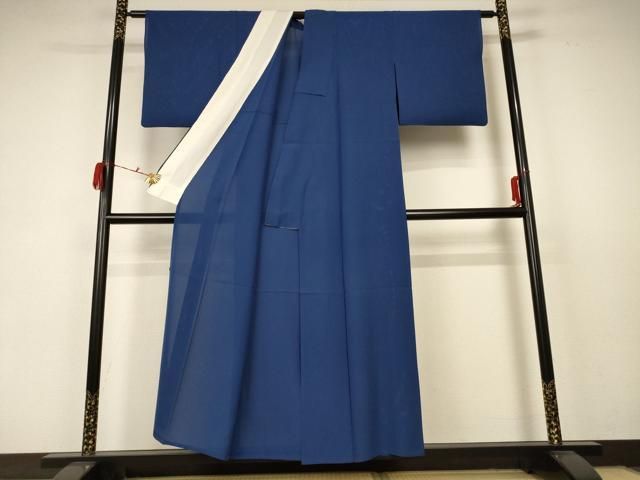 平和屋着物＊夏物 色無地 絽 青藍色 正絹 AABC1834jd