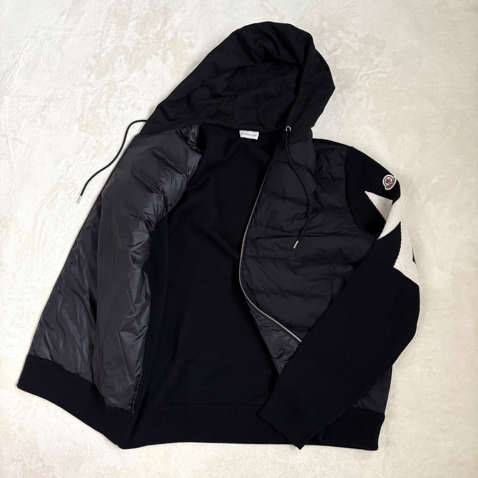 美品・3XL MONCLER デカロゴ ハイブリッド ニットダウンジャケット 異