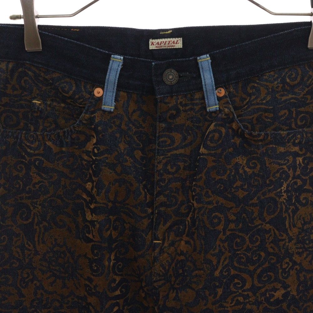 KAPITAL (キャピタル) 総柄コーデュロイ切替 パッチワークデニムパンツ