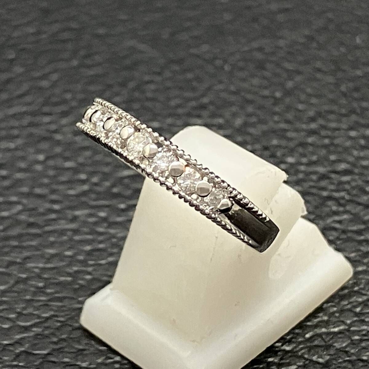 Pt900 ダイヤ付きデザインリング 16号 鑑別カード付 新品仕上済み 天然