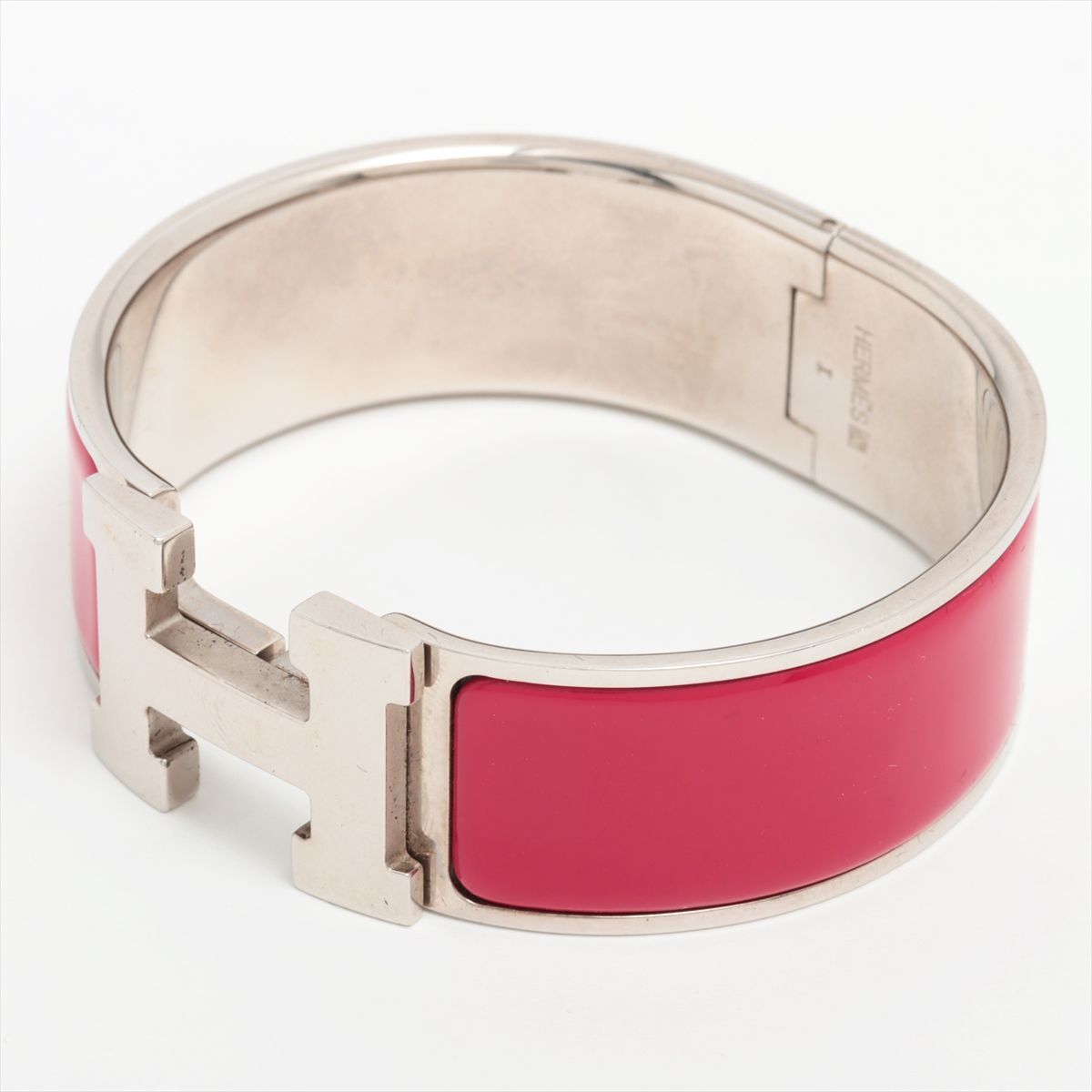 HERMES エルメス クリッククラックGM バングル HERMES エルメス クリッククラック GM レッド/シルバー バングル