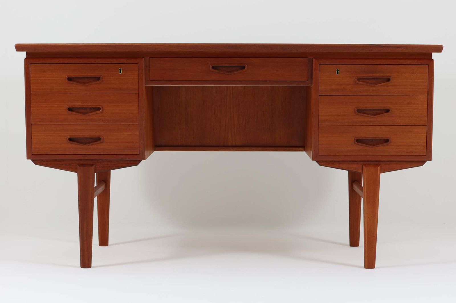 デンマーク製 両袖デスク チーク材 北欧家具ビンテージ