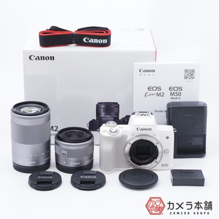 Canon EOS Kiss M2 ダブルズームキット ホワイト - メルカリ