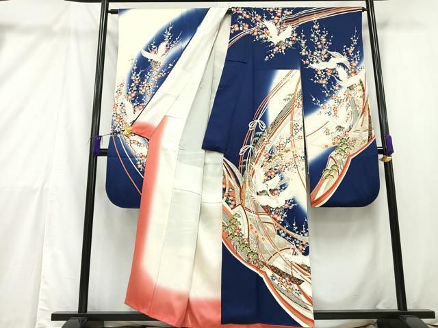 専用ページ振袖 正絹 豪華絢爛 金箔 バラに刺繍 金彩 銀彩 着物 U-1103 最高級古典柄振袖 関芳/最高級金駒金彩刺繍友禅 白/金 桜柄
