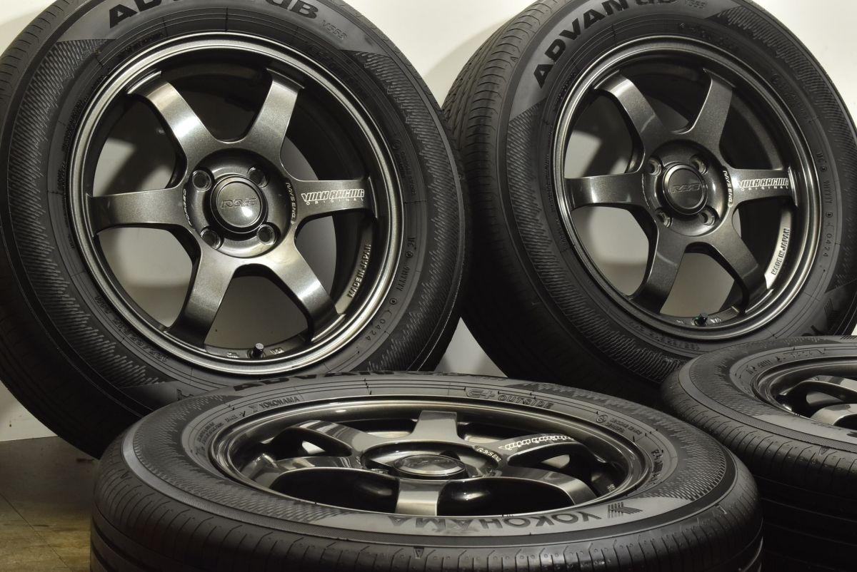 バリ溝 RAYS VOLK RACING TE37SONIC 15in 6J 42 PCD100 ヨコハマ ADVAN dB V553 195 65R15 オーラ カスタム用 レイズ