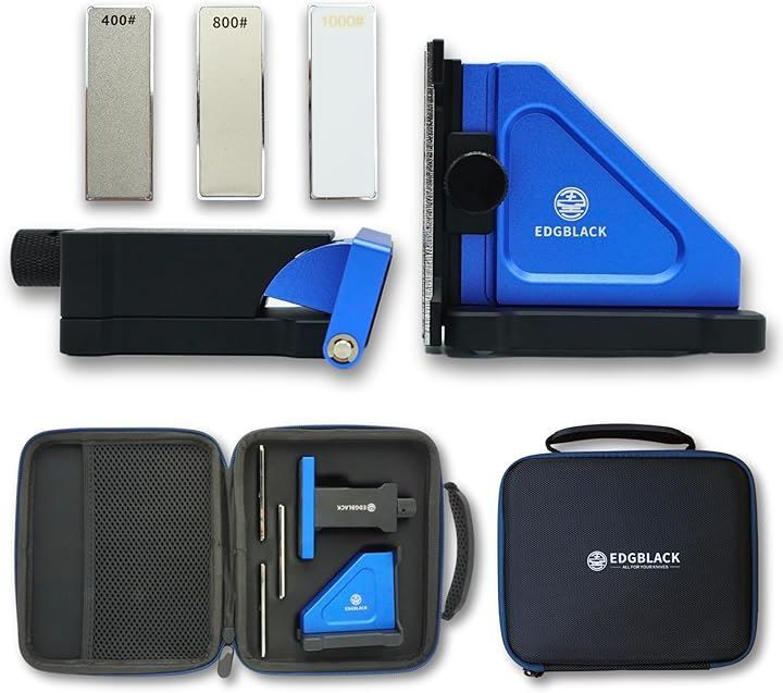 EDGBLACK ALL FOR YOUR KNIVES Knife Sharpener Flex 片刃も砥げる転がす砥石 400|800ダイヤモンド 1000セラミック ケース付き ブルー
