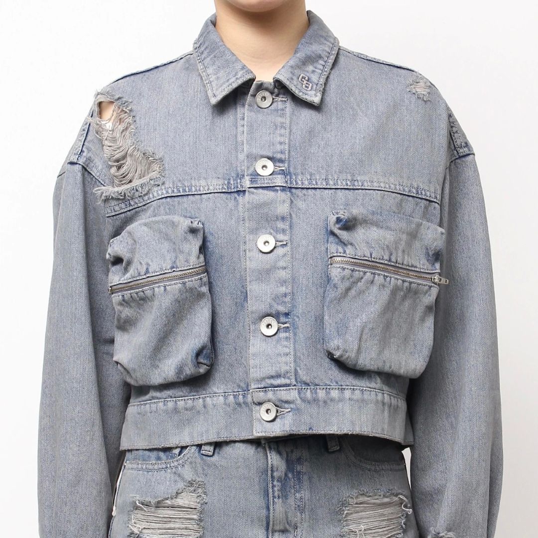 ZIP POCKETダメージショートデニムGジャン