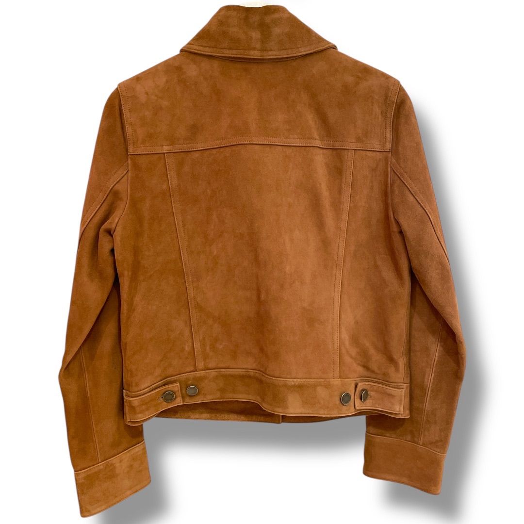 Banana Republic バナナリパブリック スエードジャケット スエード 山羊革 タッカージャケット 胸ポケット サイドポケット アメカジスタイル ゴールデンチェスナット Mサイズ レディース 秋 ゴーゴー古着セントラルパーク名古屋店No.1217
