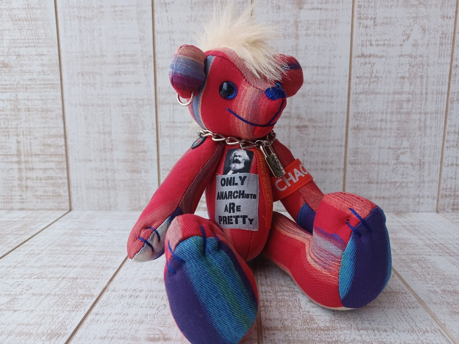 ANARCHY BEAR モヒカンくんVer/RED(25cmテディベア) - moko* hand made