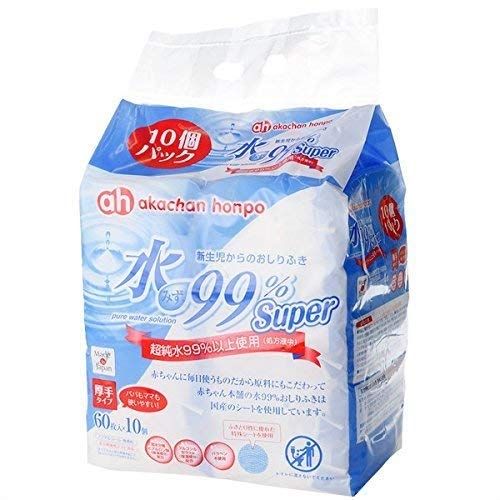 赤ちゃん本舗　水99％Super おしりふき 厚手タイプ 60枚×10個 [60個 (x 10)]