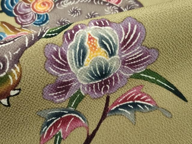 鬼しぼ縮緬 朽葉色地