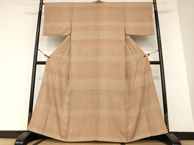 平和屋着物●江戸小紋　横段吉祥花文　正絹　逸品　AAAZ7448zg 平和屋着物○江戸小紋 横段吉祥花文 正絹 逸品 AAAZ7448zg