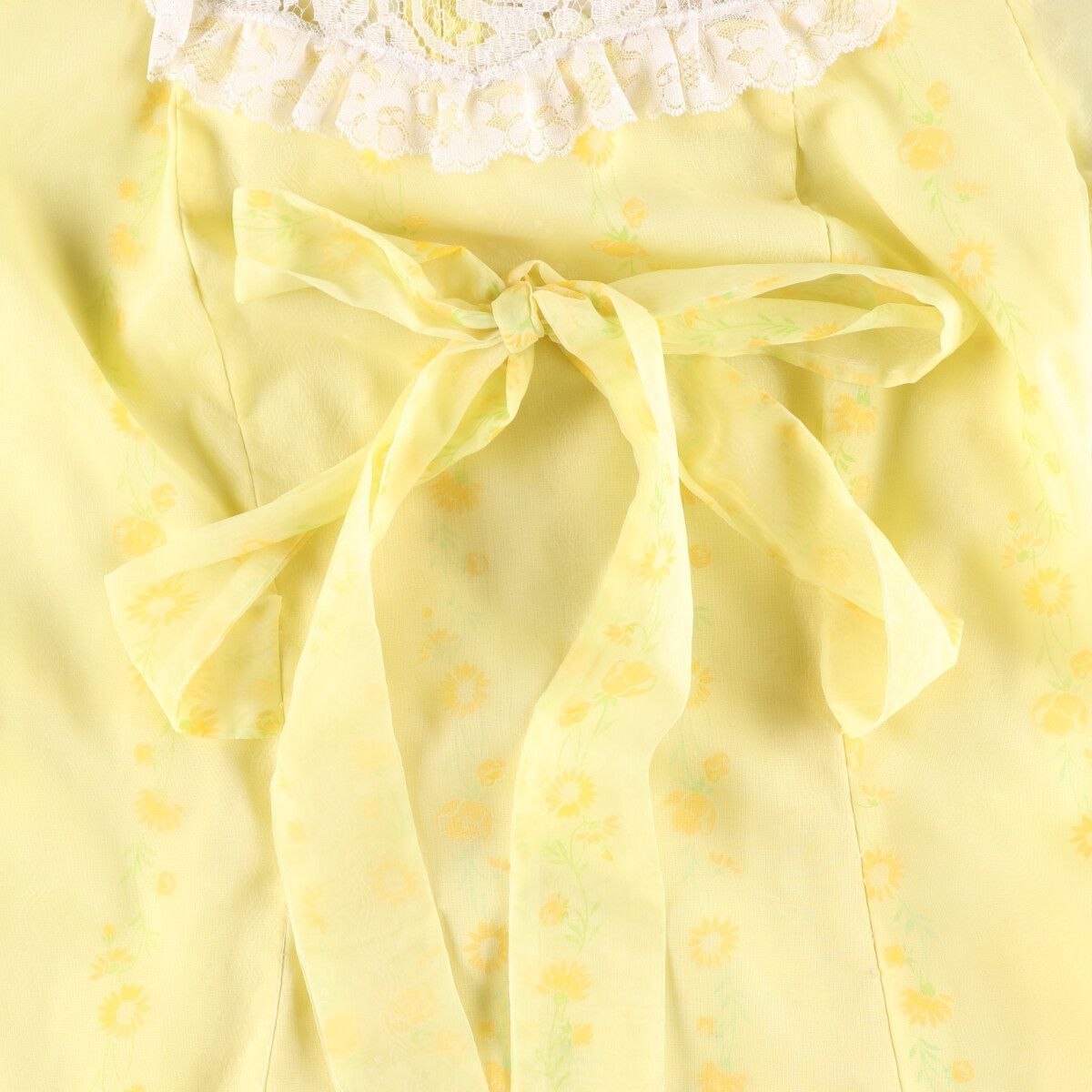 古着 総柄 ボタニカル柄 フリル付き 長袖 マキシ丈 Aラインワンピース レディースM相当 eaa 575114 ドット柄 その他 