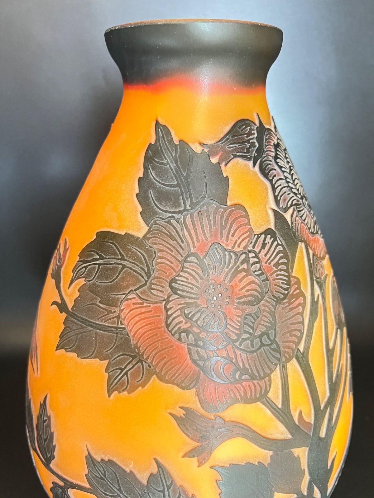 エミール・ガレ　Tipガレ　花瓶　花入　果実文 エミール・ガレ tipガレ 花瓶 花入 果実文 エミールガレタイプの花瓶2 花入