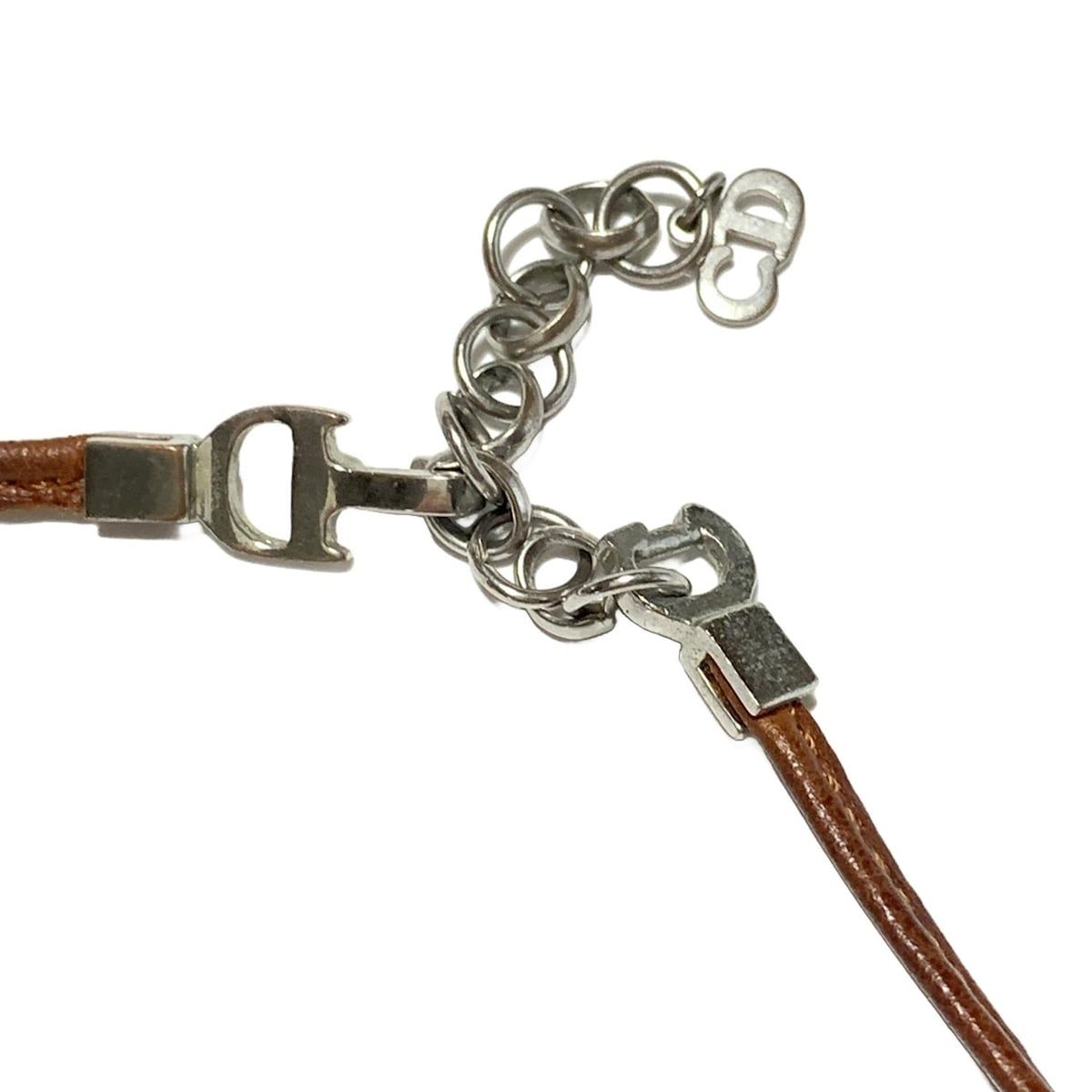 DIOR|ChristianDior ディオール|クリスチャンディオール ネックレス - レザー ブラウン×シルバー リボン WWW_WOWDIGSITE_COM