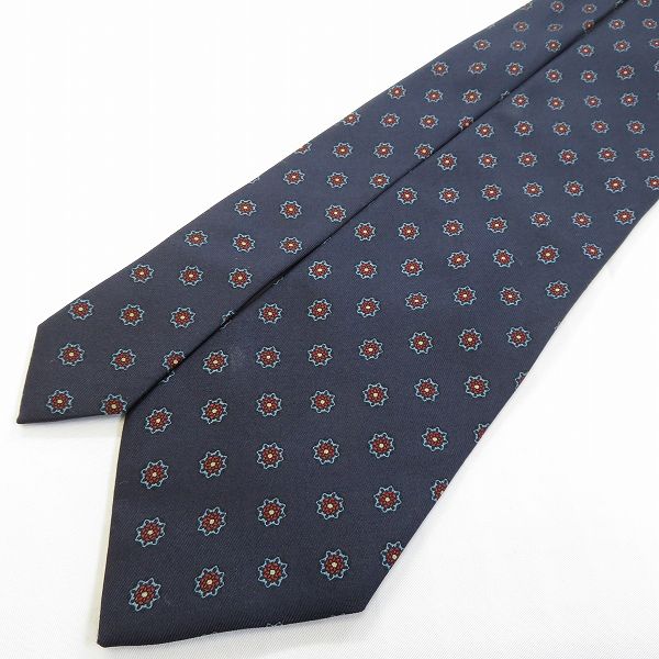 ae シャルベ Charvet ネクタイ 紺 水色 赤 ベージュ 総柄 花柄