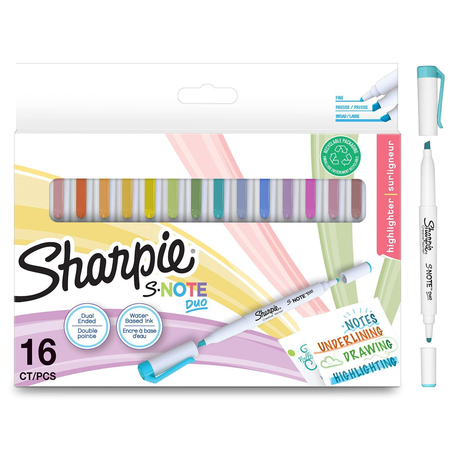 Sharpie シャーピー 水性マーカー Sノート Duo 8本 セット 角芯 水性