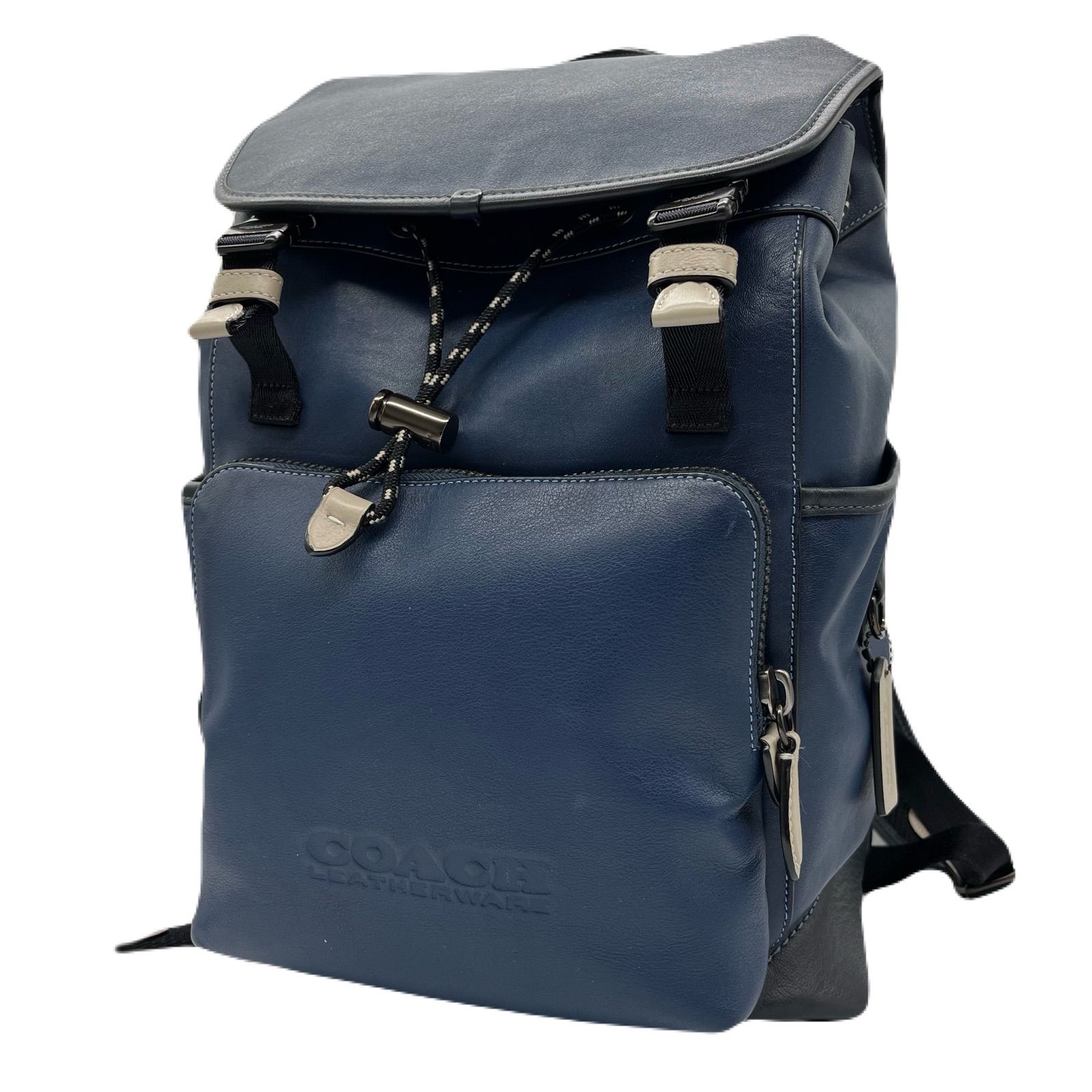 コーチ リュック メトロポリタン A4可能 レザー ネイビー 美品 コーチ