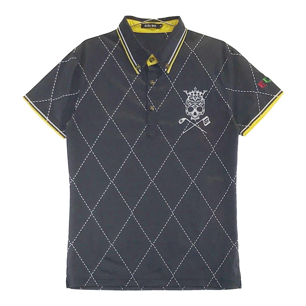 Birdie hunt バーディーハント 半袖ポロシャツ ライトブルー×白 スカル