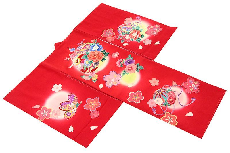 新品正絹祝着京友禅高級手描き染、豪華ボカシ、本金入、特選大鷹兜大熨斗宝尽し古典文 最高級】「染め分けボカシ-日本製」 加賀友禅調 手描き 花模様