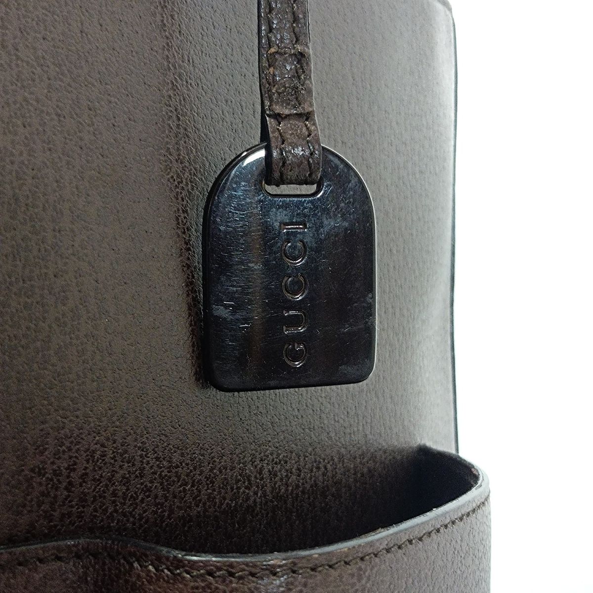 GUCCI ハンドバッグ メタルハンドル レザー トートバッグ ダークブラウン GUCCI(グッチ) トートバッグ - ダークブラウン メタルハンドル