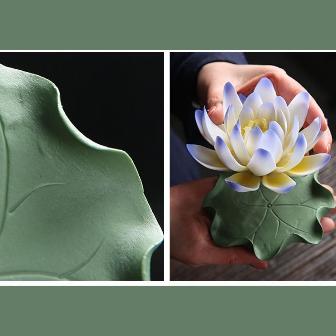 お香立て 蓮の花 線香立て ーVer2ー 選べる6カラー 葉っぱ付き 蓮華