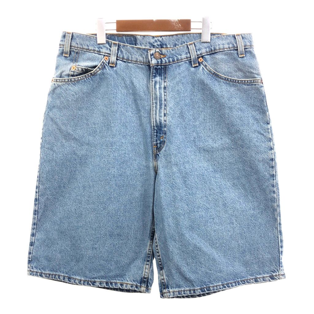 90年代 USA製 Levi's リーバイス 560 デニム ショートパンツ オレンジタブ ライトブルー (メンズ W38) 中古 古着 Q6560