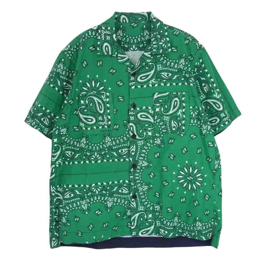 Sacai サカイ 22SS 22-02689M BANDANA Print Shirt バンダナ プリント 半袖 Tシャツ グリーン系 2【中古】