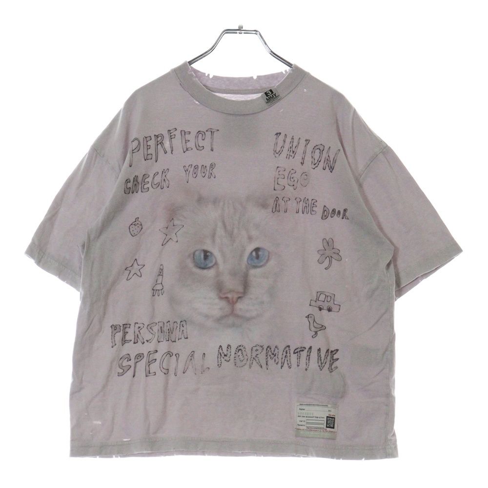 メゾンミハラヤスヒロ ブリーチド キャット プリント ロングスリーブ Tシャツ Maison MIHARA YASUHIRO(メゾンミハラヤスヒロ) 2025AW キャップ