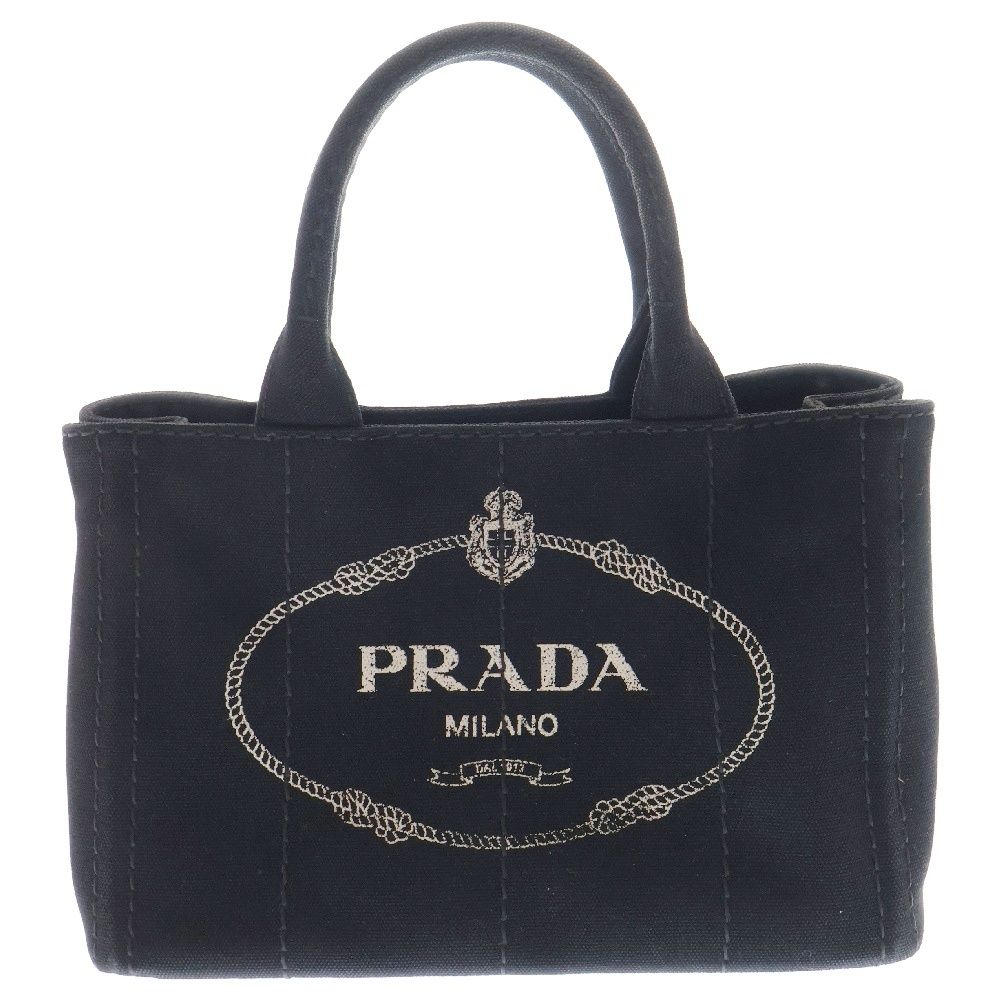 PRADA プラダ カナパ ブラック キャンバス ハンドバッグ ショルダーバッグ 肩掛けバッグ 斜め掛けバッグ ゴールド金具 1BG439
