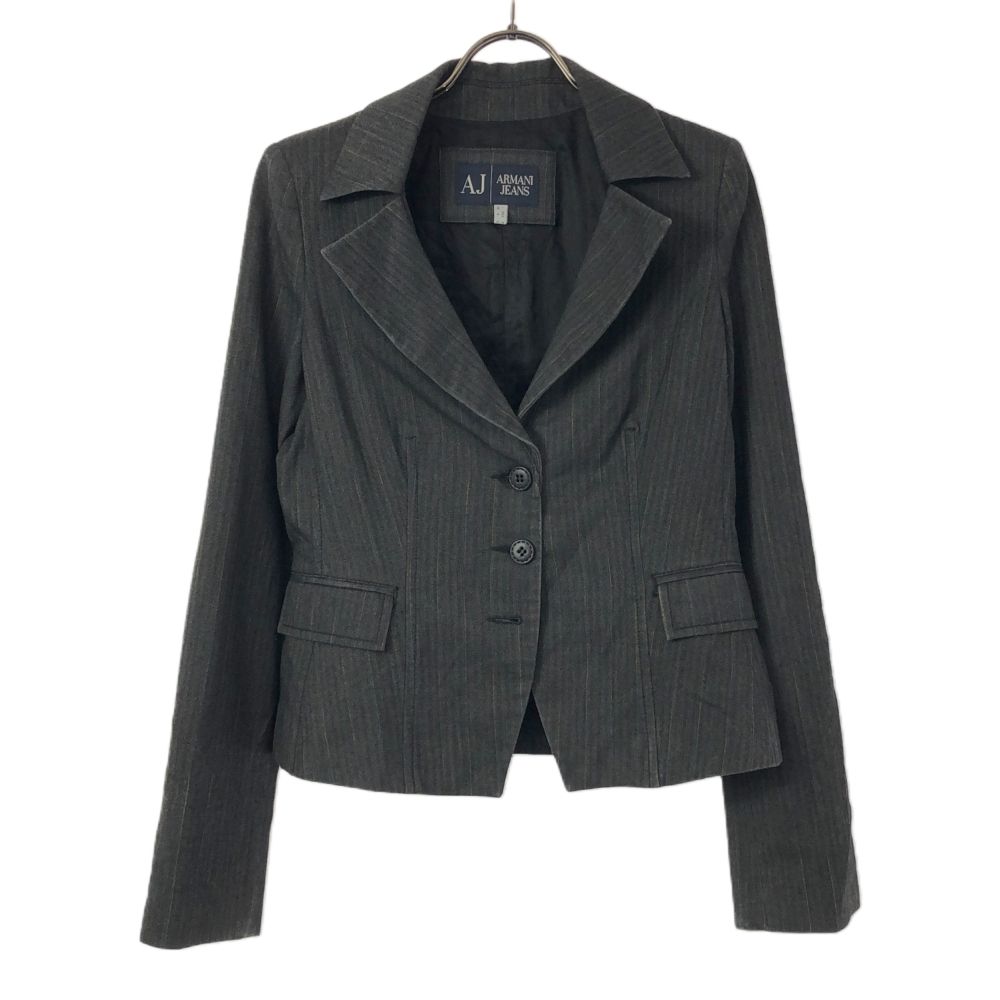ARMANI JEANS - アルマーニジーンズ ストライプ テーラードジャケット 34 グレー系 ARMANI JEANS レディース アルマーニジーンズ ストライプ テーラードジャケット 34 グレー
