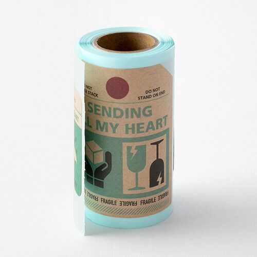 まとめ ミドリ シール ロールシール Lサイズ クラフト 取扱注意タグ柄 82471 ×20セット