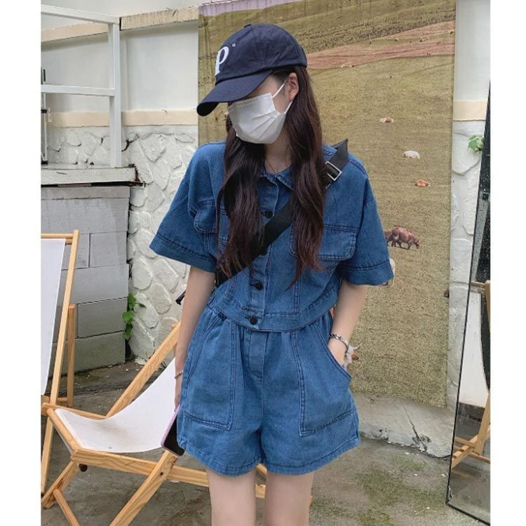 セットアップ デニム 半袖ジャケット ショートパンツ きれいめ デニムセットアップ レディース 半袖 デニムジャケット デニム