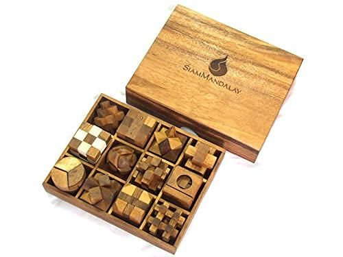 5分で解けたらパズル王 サイアムマンダレー 立体パズル 12個セット 知育玩具 木製パズル ウッドパズル 孔明パズル 脳トレ プレゼント 塾 児童クラブ 男女兼用