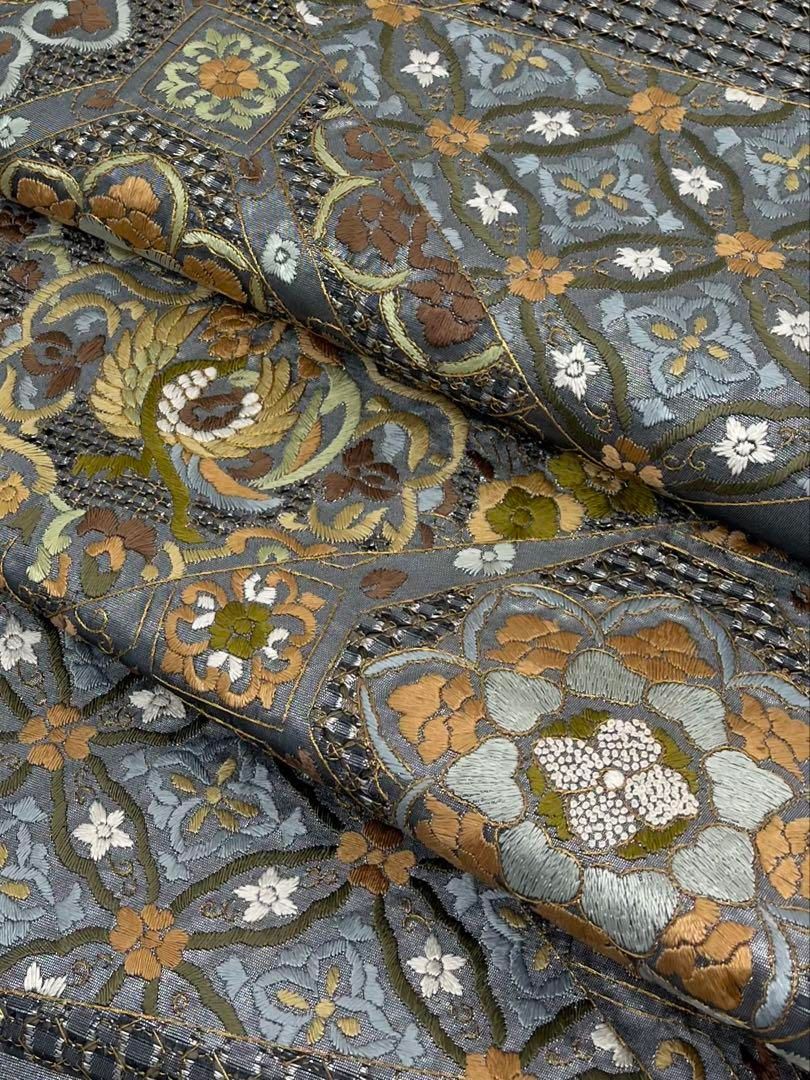 蘇州刺繍 相良刺繍 汕頭刺繍 袋帯 鳳凰 鳥 蜀江文 カラー芯 金糸 正絹